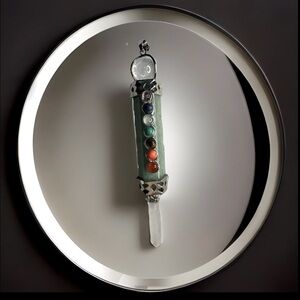 Large Aventurine 7 Chakra Pendant Pendulum Wand & 20” 925 Sterling Silver Chain